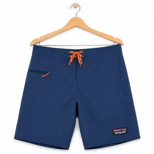 Patagonia Scallop Hem Wavefarer Board Shorts Mens 34 Navy  Orange Swim Trunks